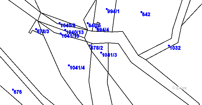 Parcela st. 1041/3 v KÚ Arnoštovice, Katastrální mapa