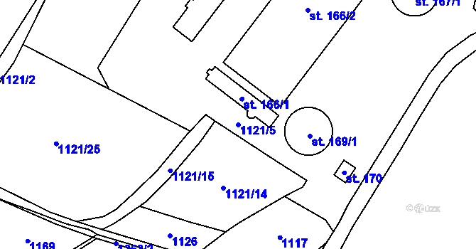 Parcela st. 1121/5 v KÚ Arnoštovice, Katastrální mapa