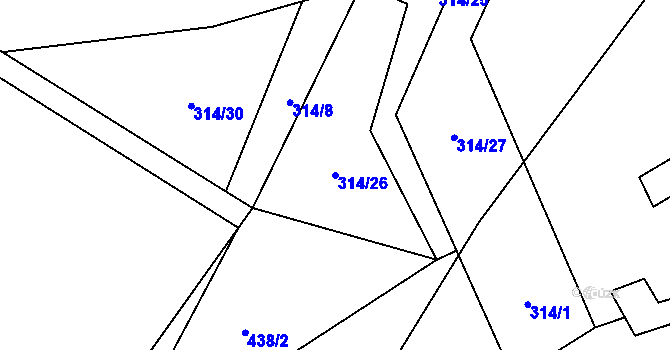 Parcela st. 314/26 v KÚ Arnoštovice, Katastrální mapa