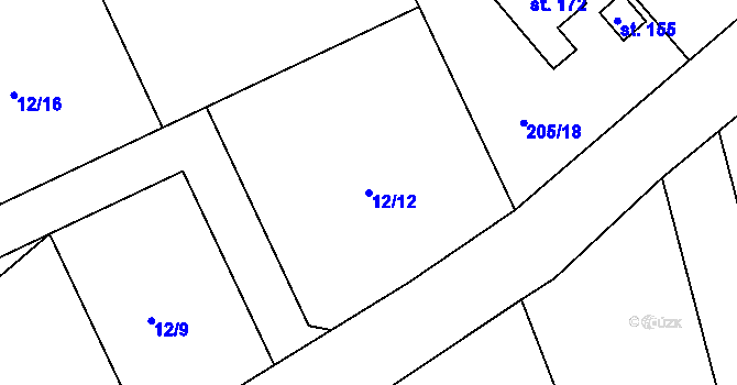 Parcela st. 12/12 v KÚ Arnoštovice, Katastrální mapa