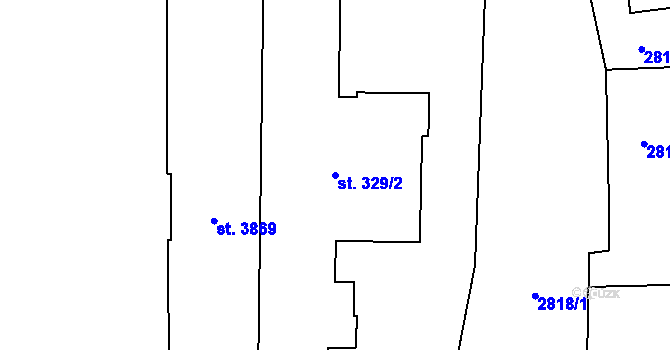 Parcela st. 329/2 v KÚ Aš, Katastrální mapa