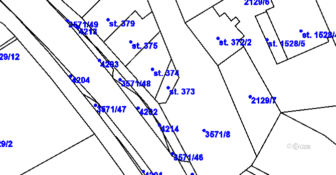 Parcela st. 373 v KÚ Aš, Katastrální mapa