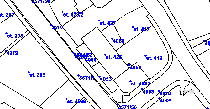 Parcela st. 426 v KÚ Aš, Katastrální mapa
