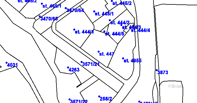 Parcela st. 447 v KÚ Aš, Katastrální mapa