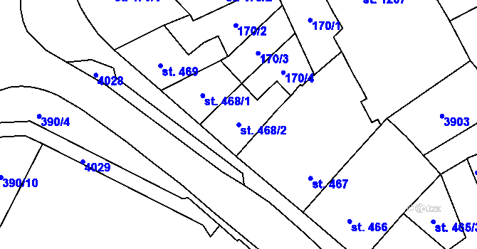 Parcela st. 468/2 v KÚ Aš, Katastrální mapa