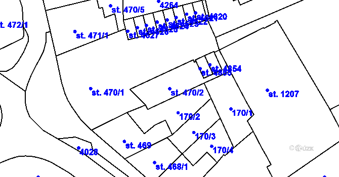 Parcela st. 470/2 v KÚ Aš, Katastrální mapa