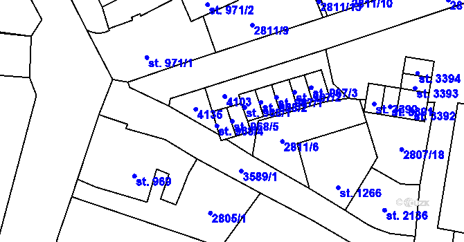 Parcela st. 968/5 v KÚ Aš, Katastrální mapa