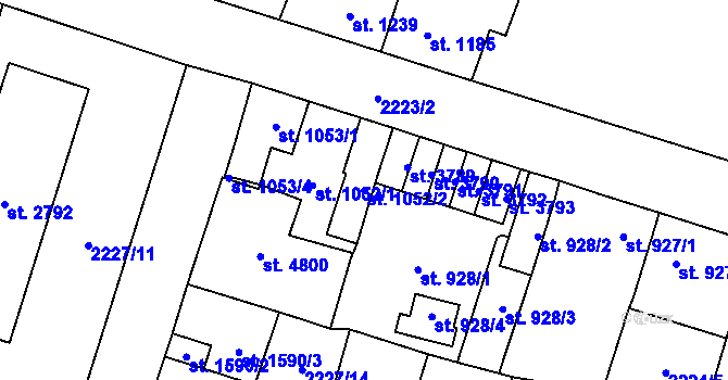 Parcela st. 1052/2 v KÚ Aš, Katastrální mapa