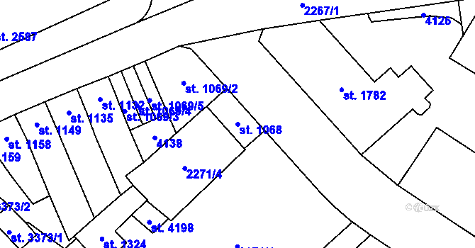 Parcela st. 1068 v KÚ Aš, Katastrální mapa