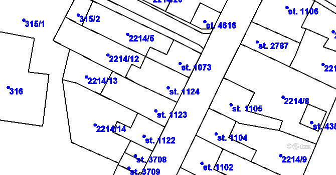 Parcela st. 1124 v KÚ Aš, Katastrální mapa