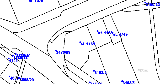Parcela st. 1169 v KÚ Aš, Katastrální mapa