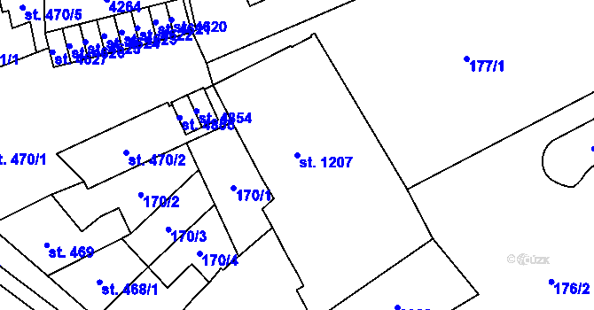 Parcela st. 1207 v KÚ Aš, Katastrální mapa