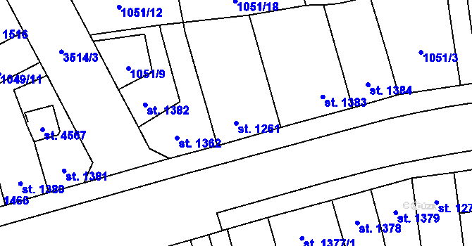 Parcela st. 1261 v KÚ Aš, Katastrální mapa