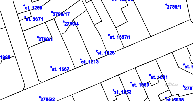 Parcela st. 1326 v KÚ Aš, Katastrální mapa