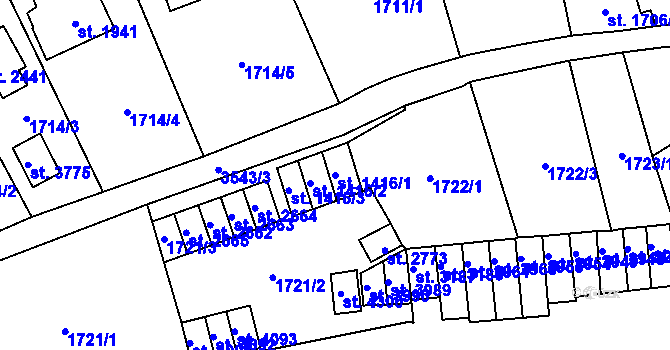 Parcela st. 1416/1 v KÚ Aš, Katastrální mapa