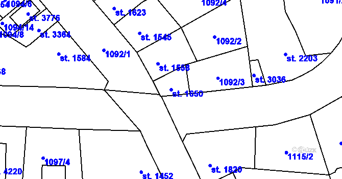 Parcela st. 1650 v KÚ Aš, Katastrální mapa