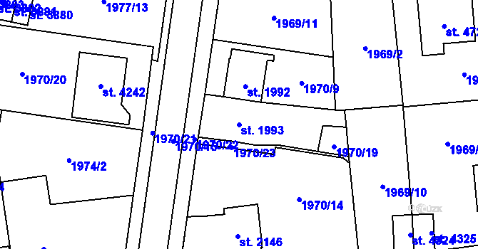 Parcela st. 1993 v KÚ Aš, Katastrální mapa