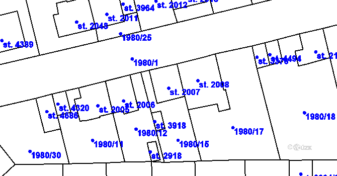 Parcela st. 2007 v KÚ Aš, Katastrální mapa