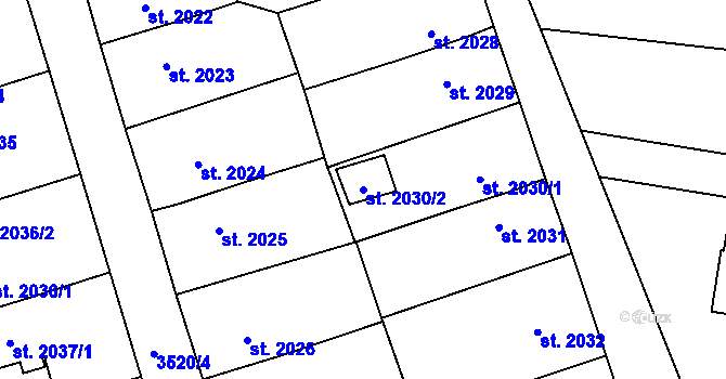 Parcela st. 2030/2 v KÚ Aš, Katastrální mapa