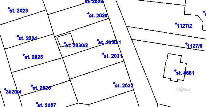 Parcela st. 2031 v KÚ Aš, Katastrální mapa