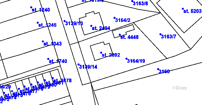 Parcela st. 2092 v KÚ Aš, Katastrální mapa