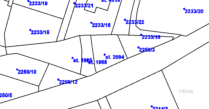 Parcela st. 2094 v KÚ Aš, Katastrální mapa