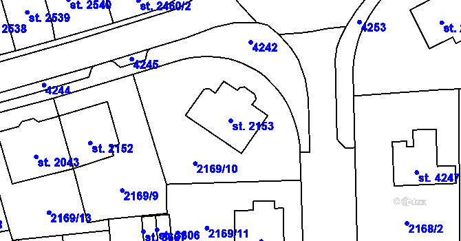 Parcela st. 2153 v KÚ Aš, Katastrální mapa