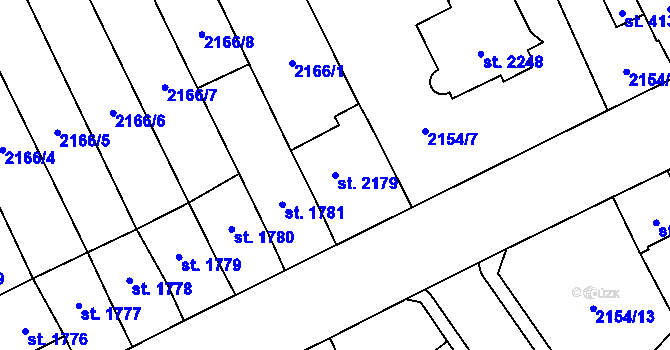 Parcela st. 2179 v KÚ Aš, Katastrální mapa