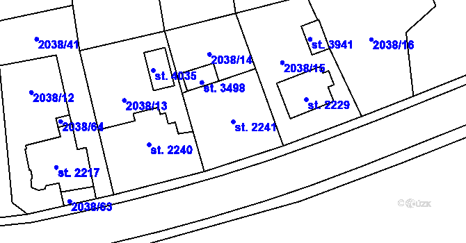 Parcela st. 2241 v KÚ Aš, Katastrální mapa
