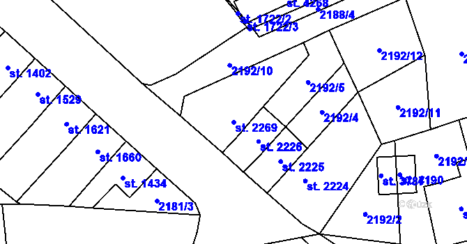 Parcela st. 2269 v KÚ Aš, Katastrální mapa