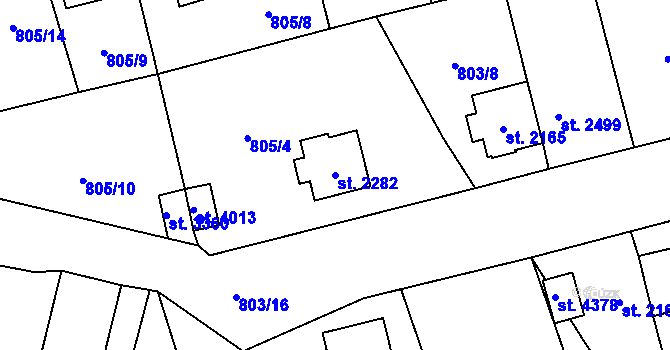 Parcela st. 2282 v KÚ Aš, Katastrální mapa