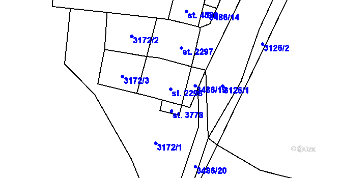 Parcela st. 2298 v KÚ Aš, Katastrální mapa