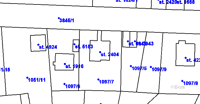 Parcela st. 2404 v KÚ Aš, Katastrální mapa