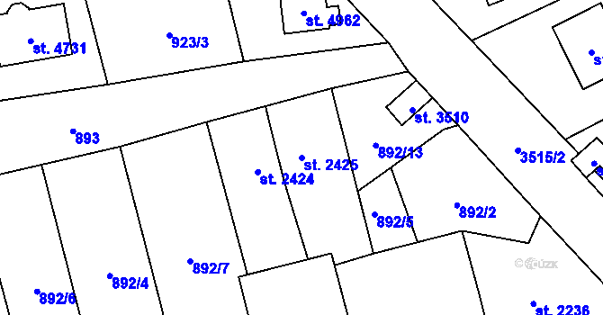 Parcela st. 2425 v KÚ Aš, Katastrální mapa