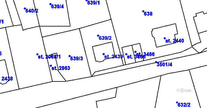 Parcela st. 2439 v KÚ Aš, Katastrální mapa