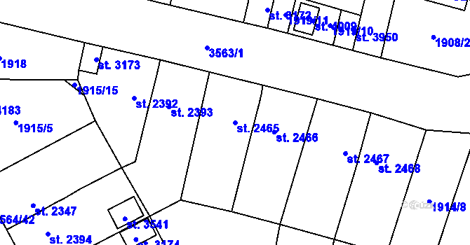 Parcela st. 2465 v KÚ Aš, Katastrální mapa