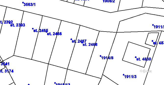 Parcela st. 2468 v KÚ Aš, Katastrální mapa