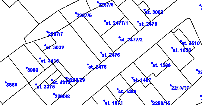 Parcela st. 2476 v KÚ Aš, Katastrální mapa