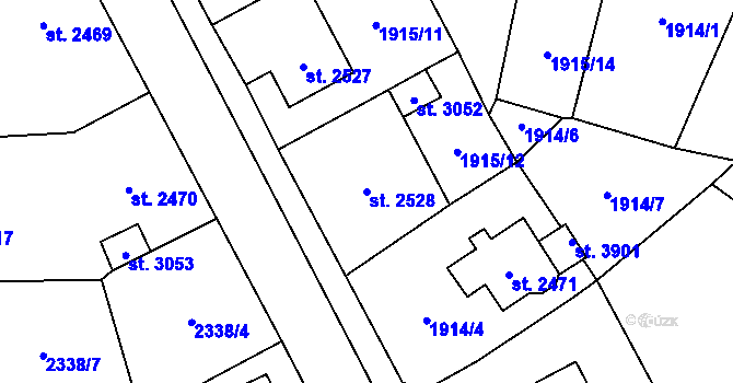 Parcela st. 2528 v KÚ Aš, Katastrální mapa