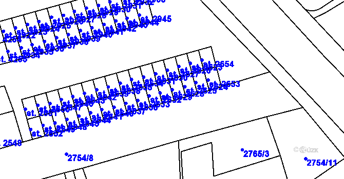 Parcela st. 2628 v KÚ Aš, Katastrální mapa