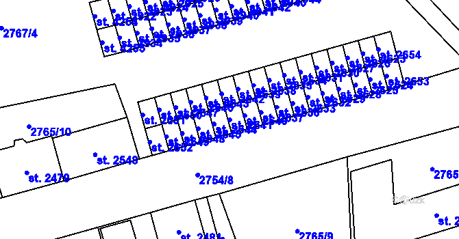 Parcela st. 2641 v KÚ Aš, Katastrální mapa