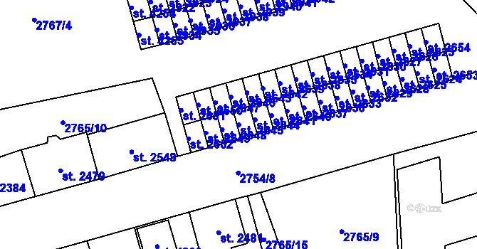 Parcela st. 2645 v KÚ Aš, Katastrální mapa