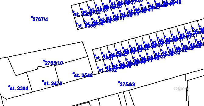 Parcela st. 2650 v KÚ Aš, Katastrální mapa