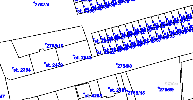 Parcela st. 2652 v KÚ Aš, Katastrální mapa