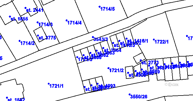Parcela st. 2663 v KÚ Aš, Katastrální mapa