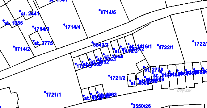 Parcela st. 2664 v KÚ Aš, Katastrální mapa