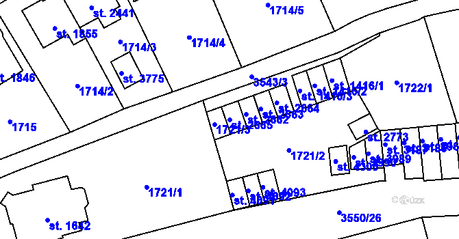 Parcela st. 2665 v KÚ Aš, Katastrální mapa