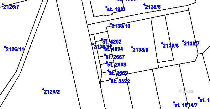 Parcela st. 2667 v KÚ Aš, Katastrální mapa