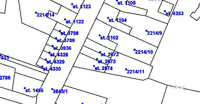 Parcela st. 2672 v KÚ Aš, Katastrální mapa