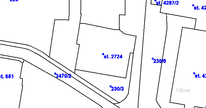 Parcela st. 2724 v KÚ Aš, Katastrální mapa